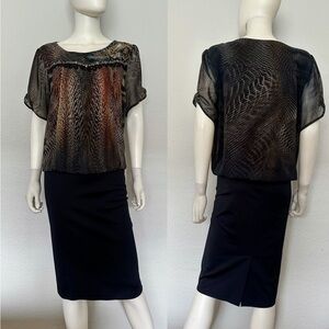 NWT POLEN POE FORMAL DRESS CHIFFON LOOSE TOP/STRETCHY BOTTOM‎ SHORT SLEEVES